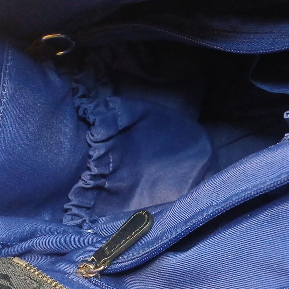 AUTHENTIC Coach SIGNATURE SMALL C HERITAGE STRIPE BLK WITH BLUE HUGE! Tote Bag - Picture 13 of 16